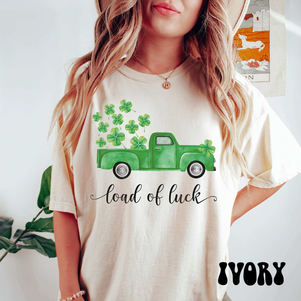 Shamrock Leopard Truck St Patrick's Day T-Shirt, Comfort Colors Vintage St Patricks Day Shirt, Cute St Paddys Tee,Gift For BFF, Green Unisex.jpg