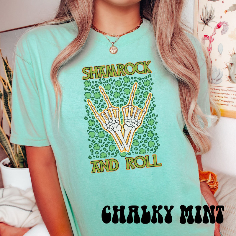 Shamrock n Roll Skeleton St Patricks Day Shirt, Comfort Colors Beer Lover Vintage St Pattys Gift,Sarcastic Shirt, Retro St Patricks Day Gift.jpg