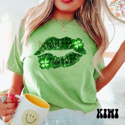 st patricks day lips shirt, comfort colors shamrock shirt, leopard st patricks day shirt, lucky shirt, patricks day tee