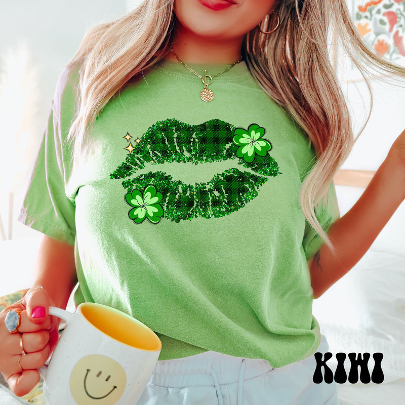St. Patrick's Day Lips Shirt, Comfort Colors Shamrock Shirt, Leopard St Patricks Day Shirt, Lucky Shirt, Patricks Day Tee.jpg