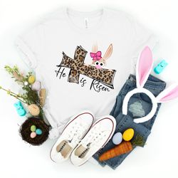 he is risen shirt, he is risen cute bunny shirt, easter bunny shirt, easter cross shirt, jesus shirt, easter christian s