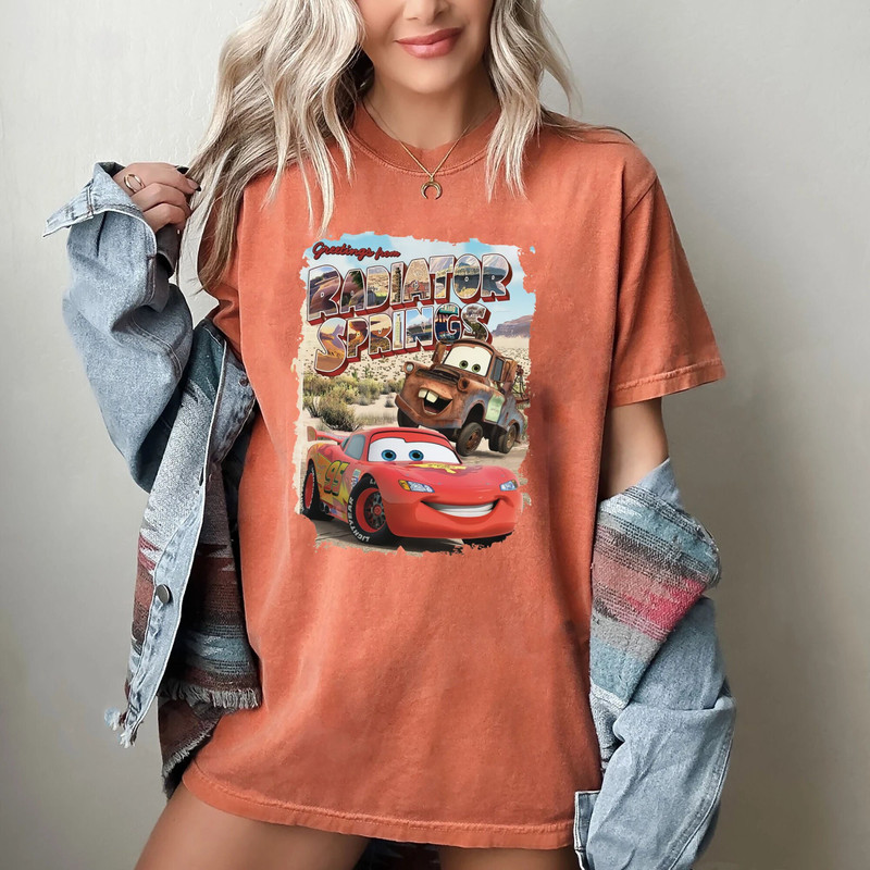 Comfort Colors® Greetings from Radiator Springs, Disney Pixar Cars Shirt, Cars Movie Shirt, Lightning Mcqueen Shirt, Tow Matter Shirt.jpg