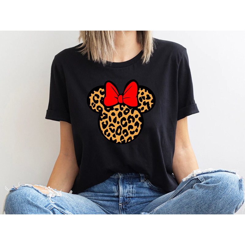 Disney Leopard Print Minnie Family Matching Shirts, Cute Disney Sweatshirt, Leopard Minnie Mouse Hoodie, Disney Family Vacation Shirts.jpg