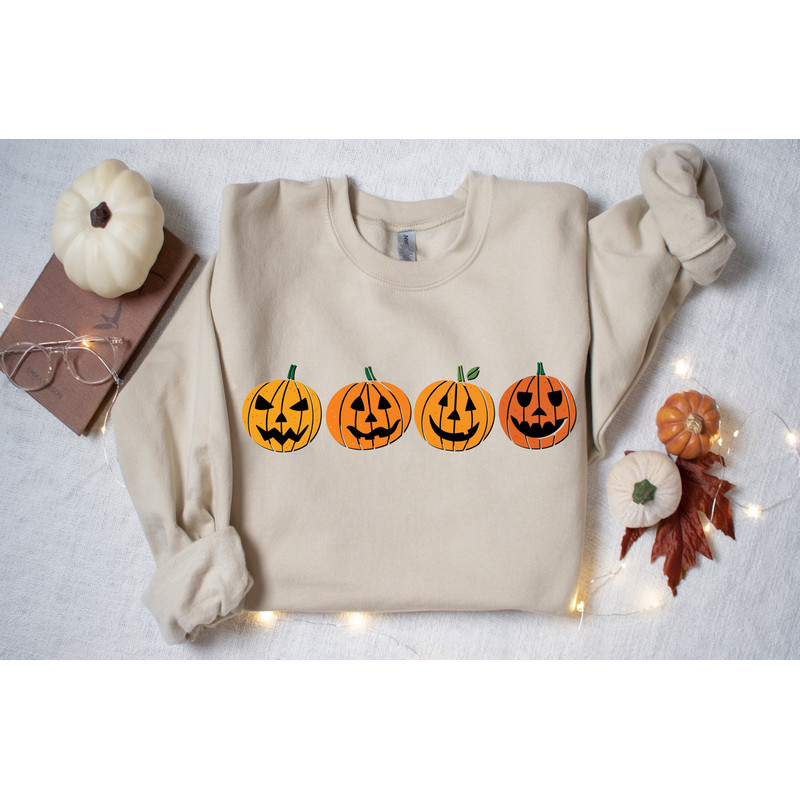 Halloween Pumpkin Sweatshirt, Halloween Sweatshirt, Pumpkin Faces Shirt, Halloween Crewneck, Jack-o-Lantern Sweatshirt, Jack O Lantern 1.jpg