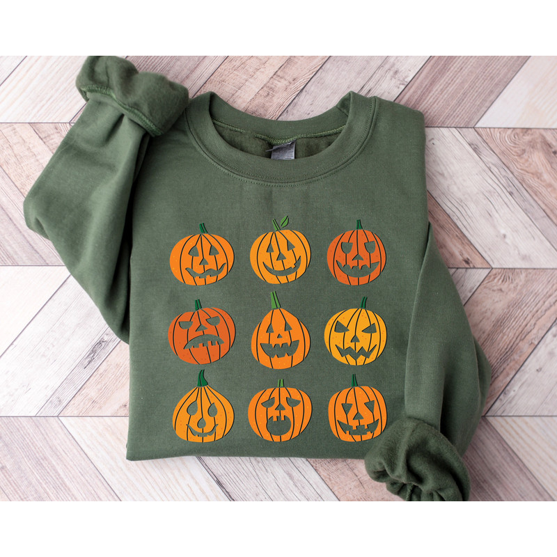 Halloween Pumpkin Sweatshirt, Halloween Sweatshirt, Pumpkin Faces Shirt, Halloween Crewneck, Jack-o-Lantern Sweatshirt, Jack O Lantern.jpg
