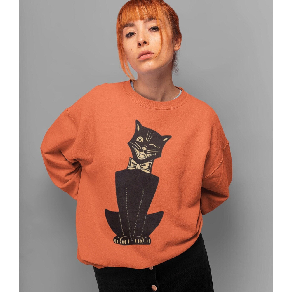 Halloween Sweatshirt, Cat Sweatshirt, Vintage Halloween, Halloween Sweater, Halloween Cat Shirt, Cat Lover Shirt, Black Cat Shirt, Black Cat 1.jpg
