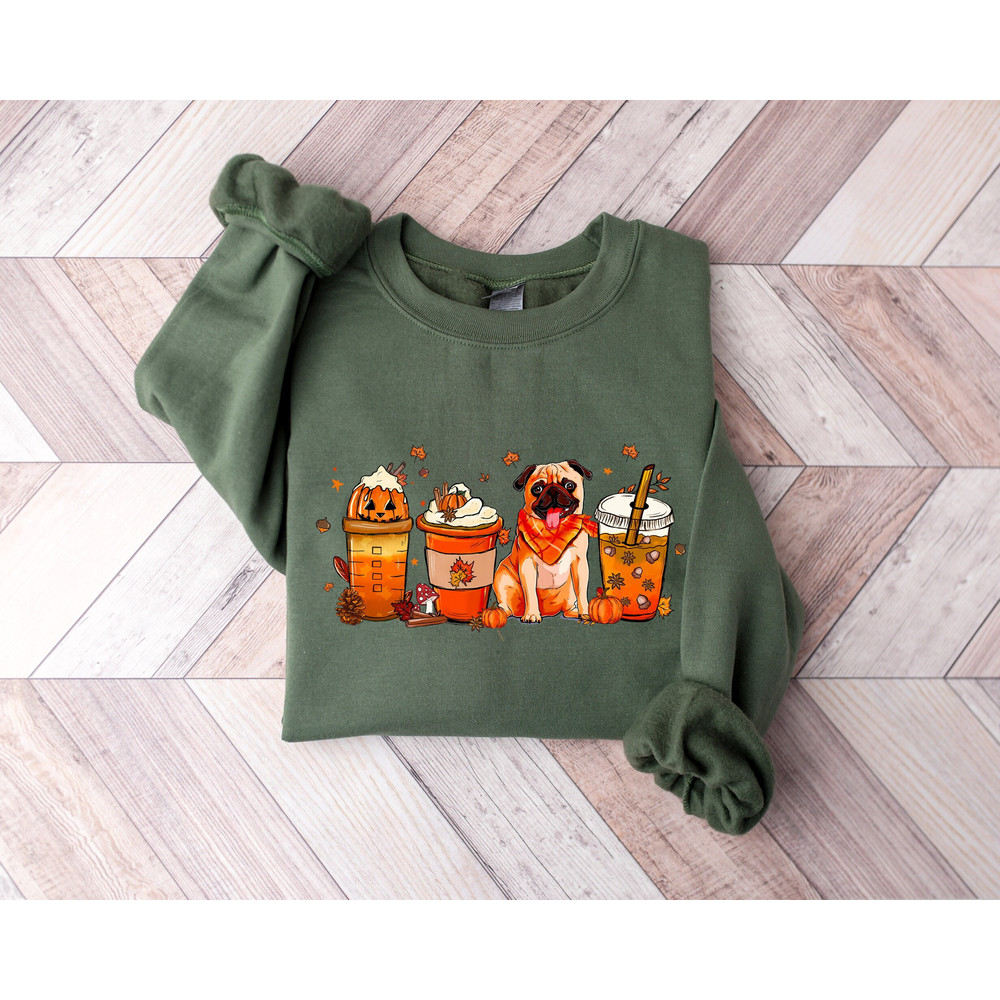 Autumn Pug Sweatshirt, Retro Pumpkin Dog Sweater, Dog Halloween Sweater, Pumpkin Spice Dog Sweatshirt, Dog Mom Fall T-Shirt.jpg