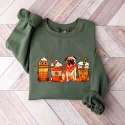 autumn pug sweatshirt, retro pumpkin dog sweater, dog halloween sweater, pumpkin spice dog sweatshirt, dog mom fall t-sh