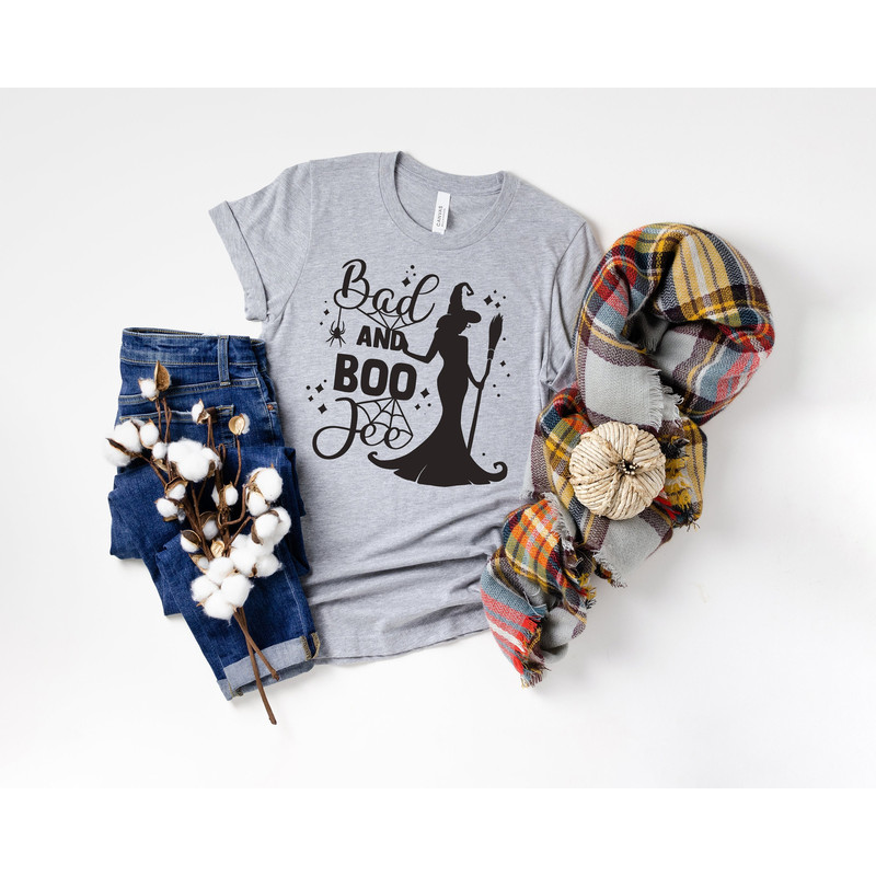 Bad and Boo Jee Shirt, Halloween Shirt, Witchy Halloween Tee, Halloween For Women.jpg