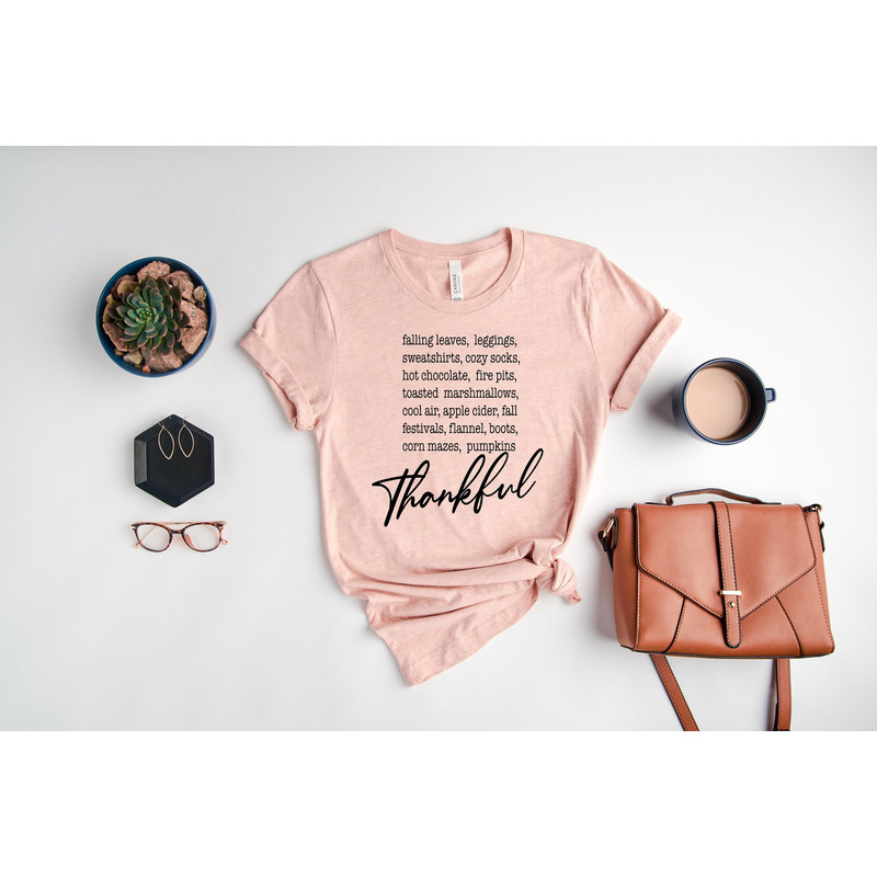 Fall Thankful Shirt, Autumn T-shirt, Falling Leaves, Thanksgiving Tee, Blessed Women.jpg