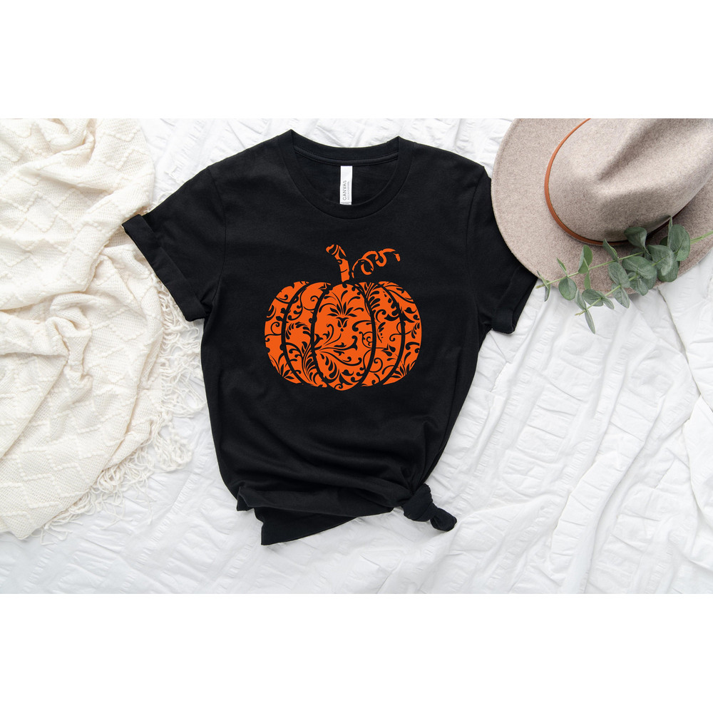Floral Pumpkin Shirt, Fall T-Shirt, Halloween Pumpkin, Fall Shirt for Woman, Autumn Shirt.jpg