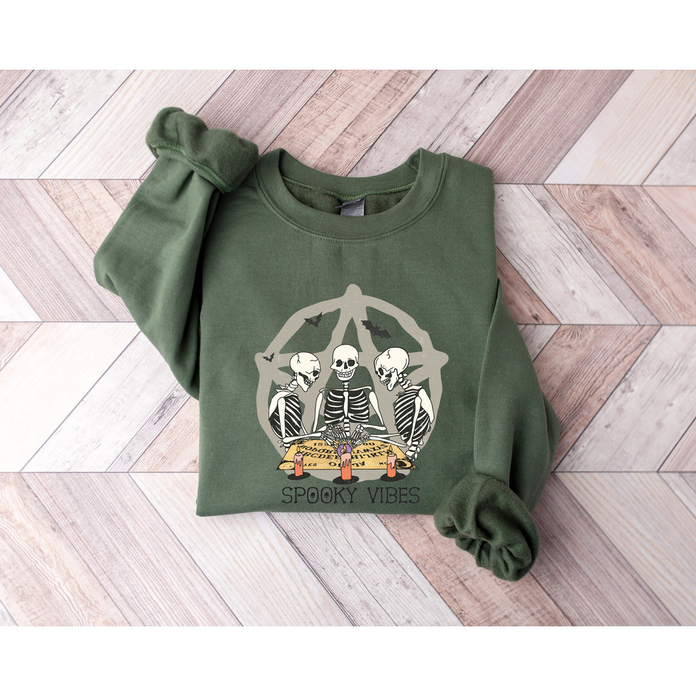 Pentagram Skeleton Sweatshirt, Halloween Skeleton Sweater, Funny Halloween Shirt, Happy Halloween Tee.jpg