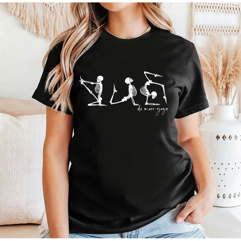 Skeletons Yoga Sweatshirt, Spooky Meditation Shirt, Halloween Yoga Teacher T-Shirt, Creepy Namaste Shirt, Yoga Class Halloween Tee.jpg