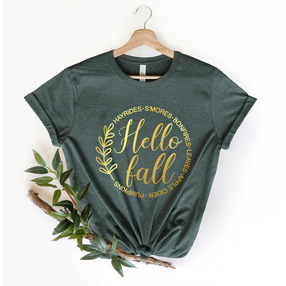 Hello Fall Shirt, Fall Shirt, Thanksgiving Shirt, Cute Fall Shirt, Womens Fall Shirts, Fall Leaves Shirt, welcome, smores, autumn, bonfire.jpg
