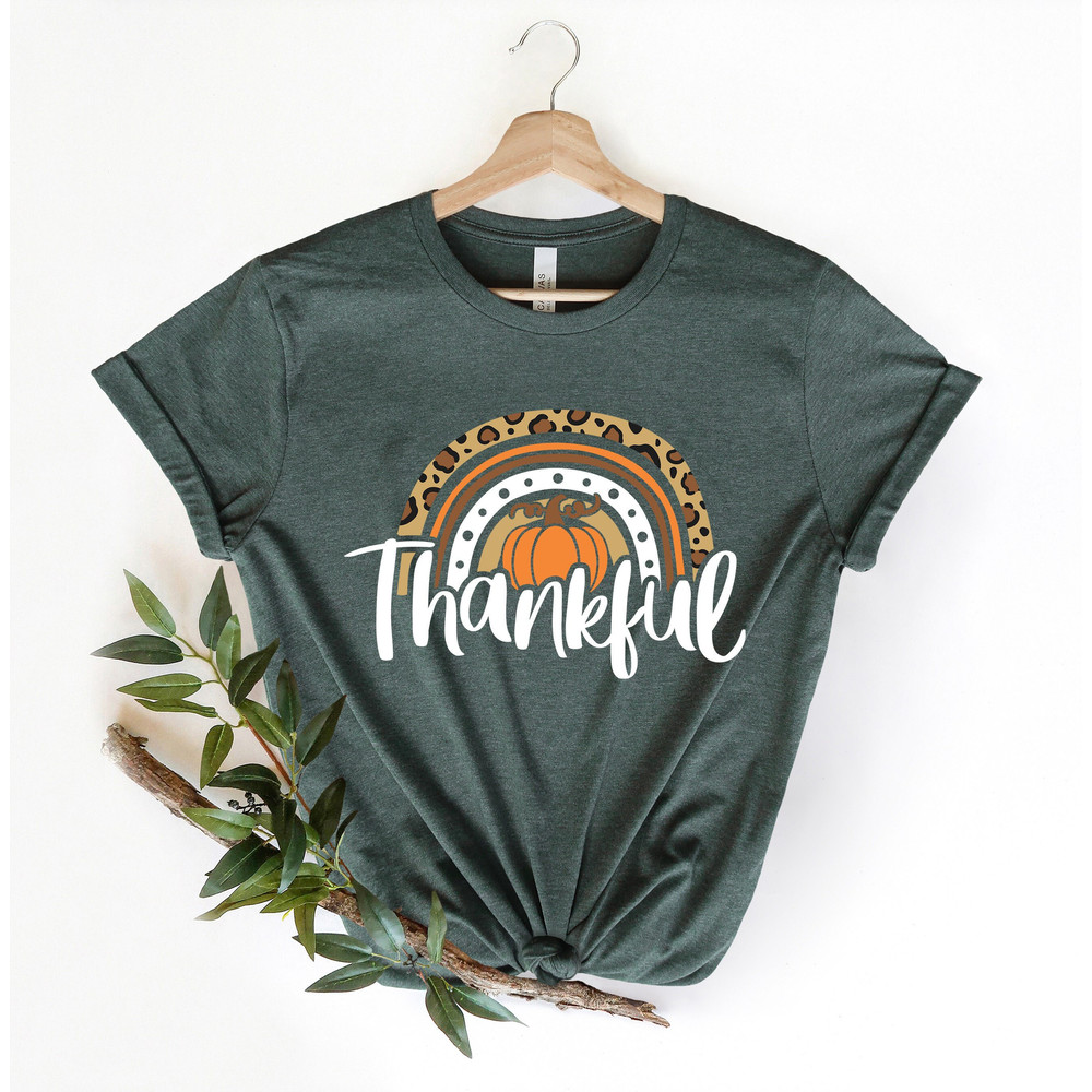 Thanksgiving Shirt, Thankful Rainbow Pumpkin Shirt, Thanksgiving Vacation Shirt, Family Thanksgiving Shirt, Thanksgiving Dinner Shirt.jpg