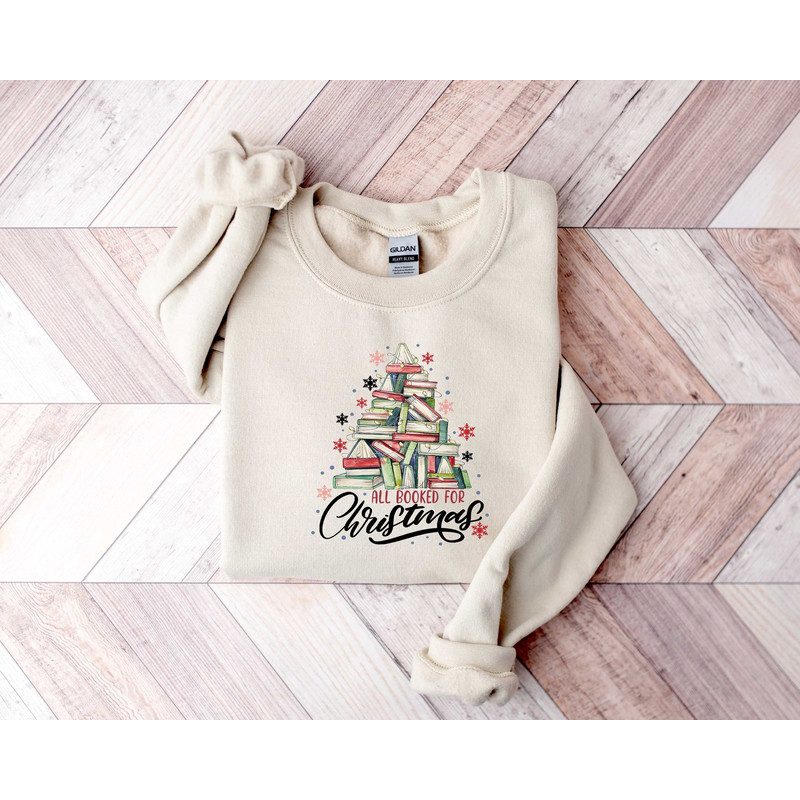 All Booked For Christmas, Christmas Book Lover Shirt, Christmas Reading Shirt, Christmas Bookworm Shirt.jpg