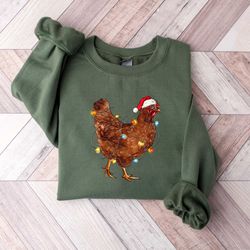 christmas chicken sweatshirt, funny christmas shirt, chicken lover gift, chicken holiday shirts, womens holiday sweaters