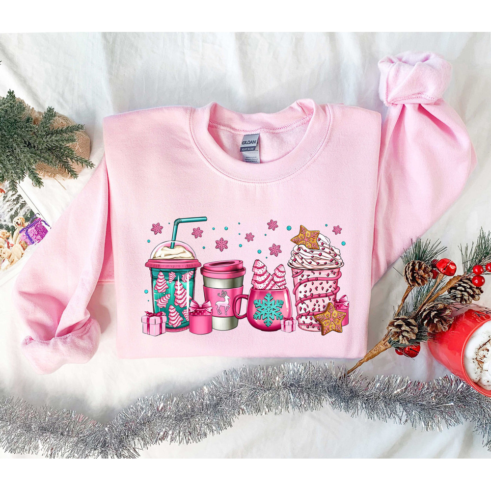 Christmas Ice Coffee Shirt, Christmas Shirt, Christmas Lover Shirt, Christmas Coffee Shirt, Christmas Pink Latte Shirt, Christmas Gift.jpg