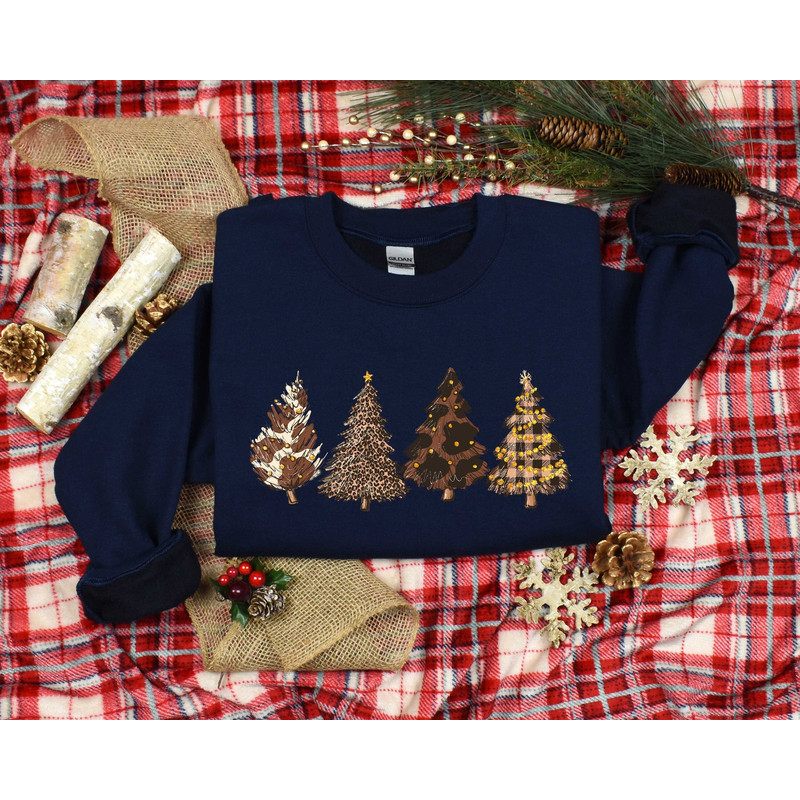 Christmas Tree Shirt, Christmas Sweatshirt, Tree Lover Shirt, Leopard Printed Tree, Cute Christmas Shirt, Women Shirt, Christmas Gift.jpg