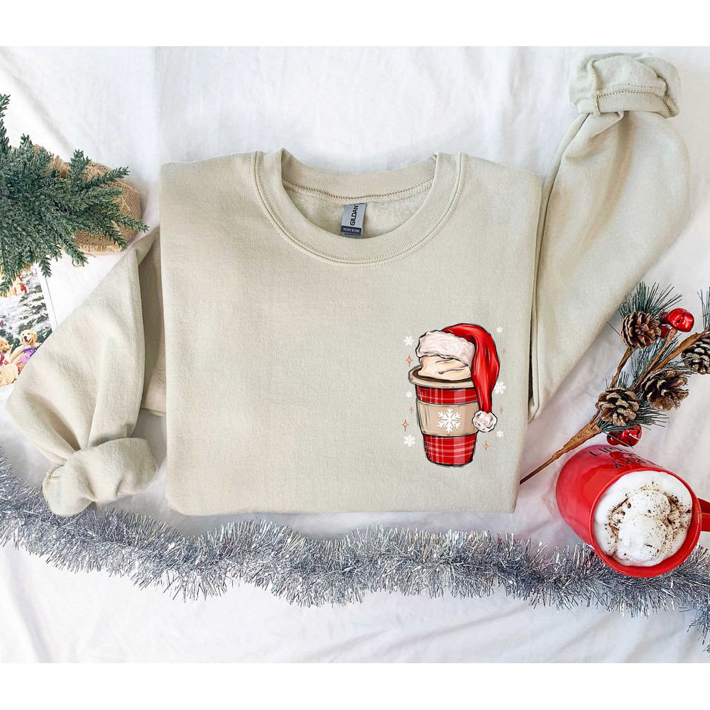 Cute Christmas Coffee Shirt, Christmas Shirt, Coffee Lover Shirt, Noel Hat Shirt, Christmas Gift, Christmas Shirt For Women, Christmas Tee.jpg