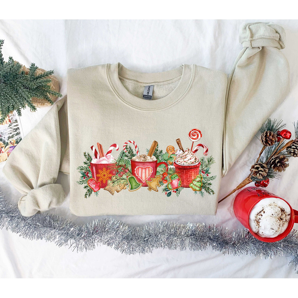 Gingerbread Christmas Coffee Shirt, Christmas Shirt, Christmas Gift, Women Holiday Sweatshirt, Coffee Lover gift, Latte drink Crewneck.jpg