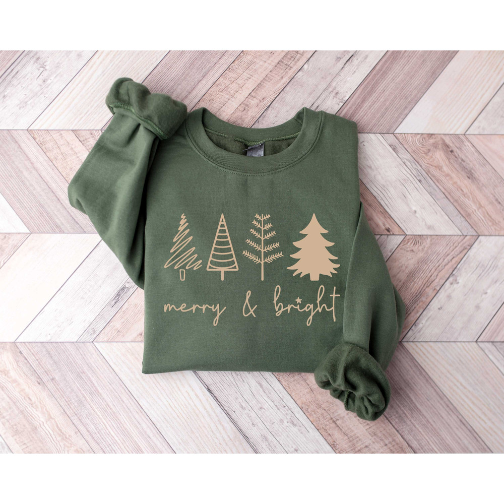 Gold Christmas Tree, Merry And Bright Sweatshirt, Christmas Tree Sweatshirt, Farm Fresh Sweatshirt, Christmas Family Sweatshirt.jpg