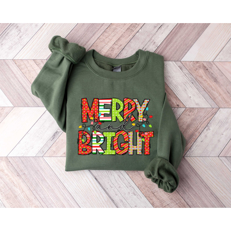 Merry Bright Light, Christmas Sweatshirt, Christmas Family Shirt, Christmas Crew Sweater, Christmas Shirt For Women, Christmas Gift.jpg