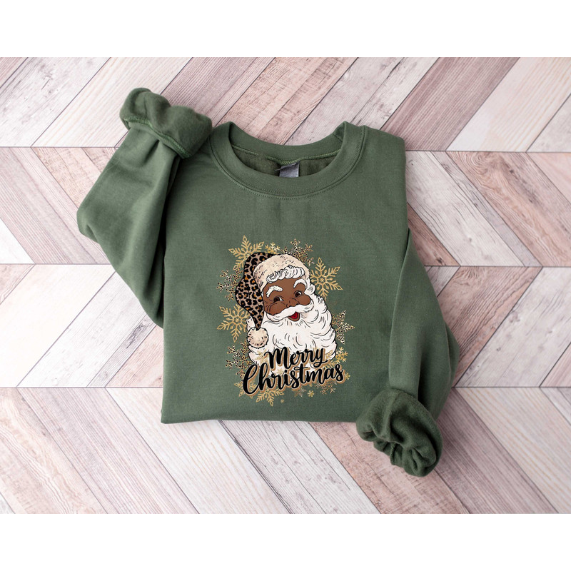 Merry Christmas Shirt, Black Santa Shirt, African Christmas Shirt, Christmas Sweatshirt, Christmas Gift, Xmas Sweatshirt, Cute Santa Shirt.jpg