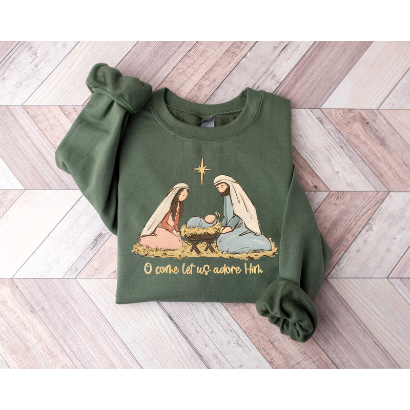 O Come Let Us Adore Him, Christian Sweatshirt, Christmas Jesus, Christmas Bible Verse Shirt, Jesus Christmas Tshirt, Christmas Faith Shirt.jpg