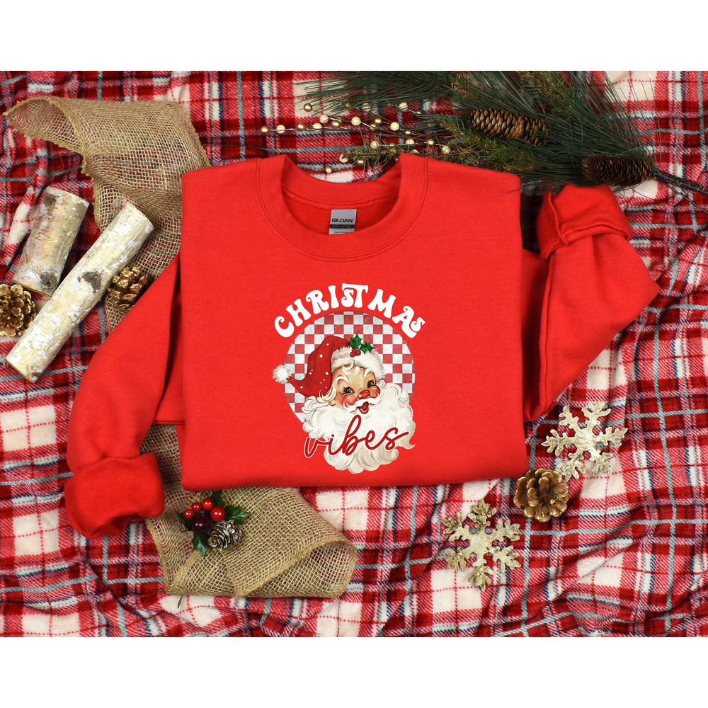 Retro Christmas Vibes Shirt, Christmas Shirt, Christmas Gift, Santa Sweatshirt, Xmas Shirt, Merry Christmas Shirt, New Year Shirt.jpg