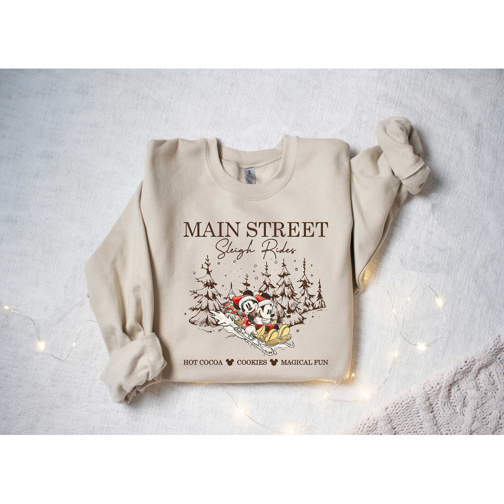 Retro Mickey Minnie Main Street Sleigh Rides Shirts, Disney Christmas Shirt, Mickey Minnie Christmas Sweatshirt, Mickey Christmas Gift.jpg
