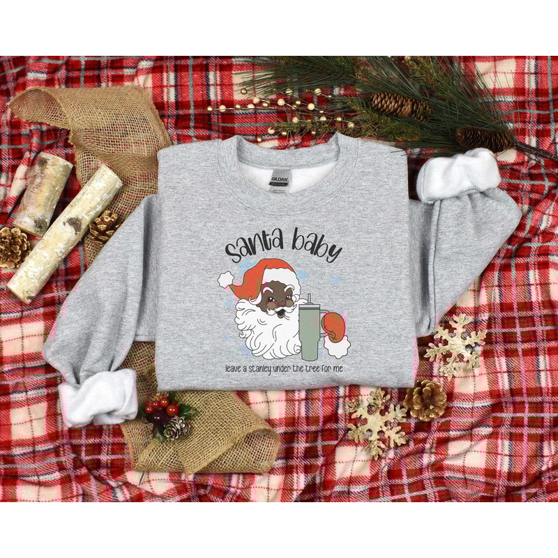 Santa Baby Shirt, African Santa Shirt, Xmas Sweatshirt, Christmas African Family Shirt, Black Sant Sweatshirt, Cute Santa Sweater.jpg