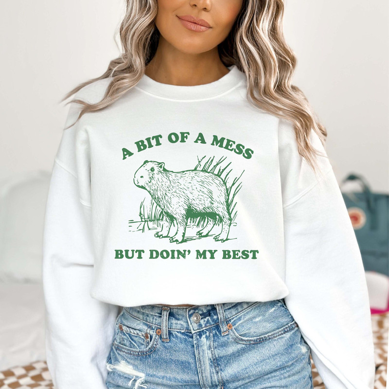 A Bit Of A Mess But Doin My Best Capybara Sweatshirt Vintage Mental Health.jpg