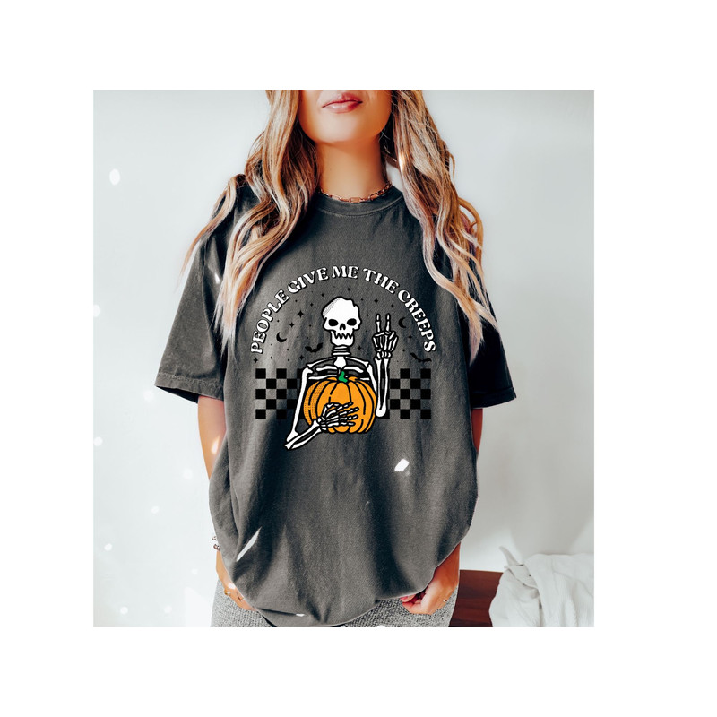 Comfort Colors Skeleton People Give Me CreepFunny Halloween Shirt.jpg