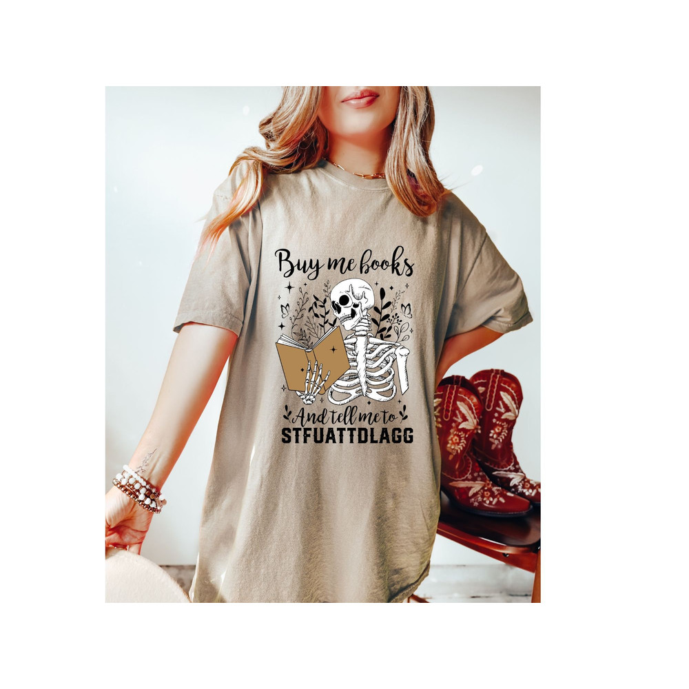 Comfort Colors, Skeleton Reading BookShirt, Book Lover Shirt, Halloween.jpg