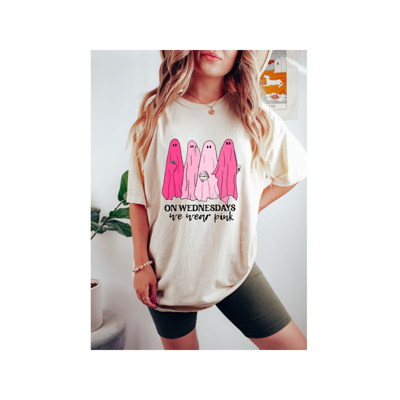 Comfort Colors, We Wear Pink Shirt, Pink Ghost Shirt, Halloween Gift.jpg