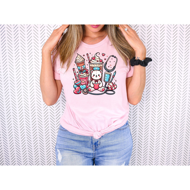 Bear Coffee Heart Nurse Shirt, Nurse Valentine Shirt, Valentine's Day Shirt, Happy Valentines Day Shirt, Cute Nurse Shirts, Shirt for Nurse.jpg