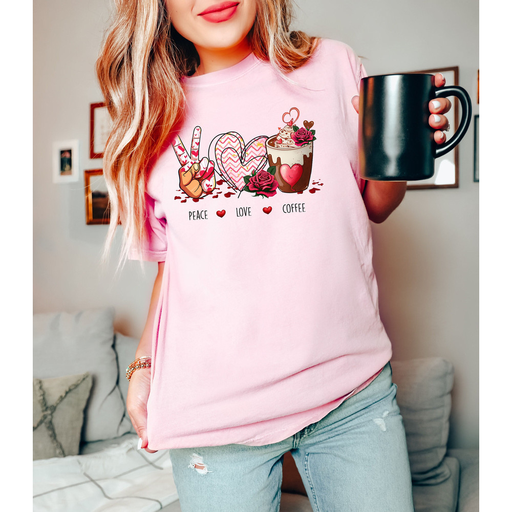 Love Coffee Valentine Shirt, Valentines Day Shirt, Cute Valentine Shirt, Coffee Shirt, Love Shirt, Cute Shirts for Women, Comfort Colors®.jpg