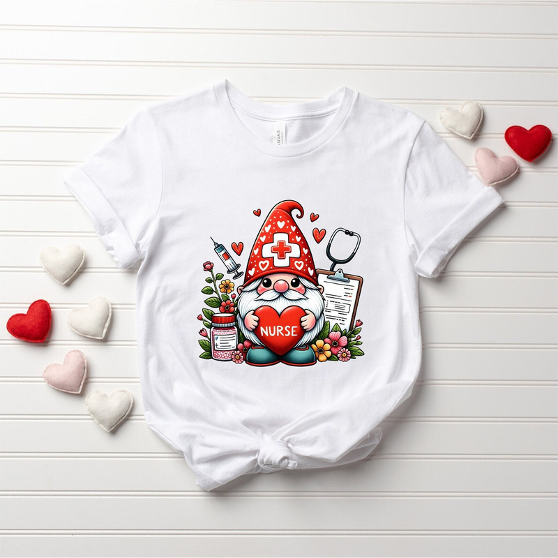 Nurse Gnome Valentine Shirt, Nurse Shirt, Nurse Valentine's Day Shirt, Nurse Valentine, Nurse Shirt, Nurse Gifts, Gift for Nurse, Nurse Tee.jpg