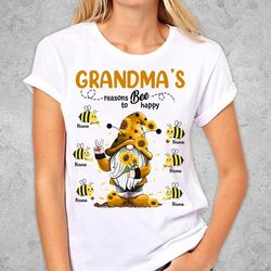 funny bee grandma's reason to be happy gnome mimi shirt with grandkids, bee nana shirt