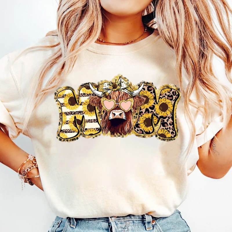 Mom PNG, Highland Cow png, Mama Highland Cow png, Mother's Day png, Leopard Sunflower png, Western Mama Png, Mama Shirt, Cow Shirt