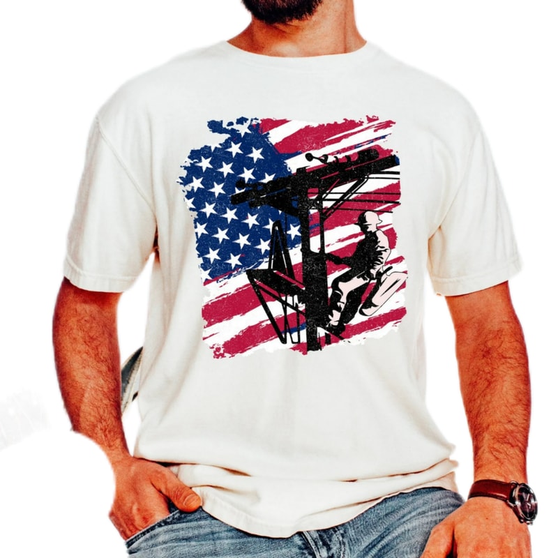 Lineman shirt,American Flag shirt,Lineman Dad shirt,dad shirt gift,4th of july shirt, gift for dad,father's day shirt