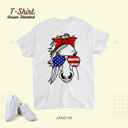 4th of july patriotic horse american flag sunglasses unisex standard t-shirt
