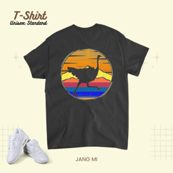 vintage ostrich retro sunset funny animal lover gifts unisex standard t-shirt