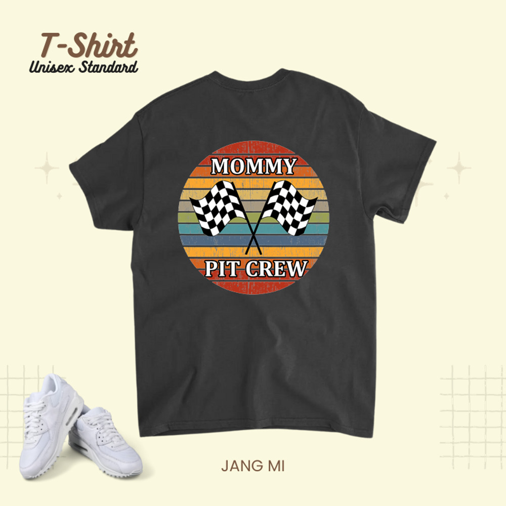 Womens Race Car Checkered Flags Mommy Pit Crew Vintage Retro Circle.png