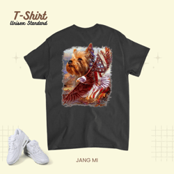 yorkshire terrier american flag 4th july independence eagle unisex standard t-shirt