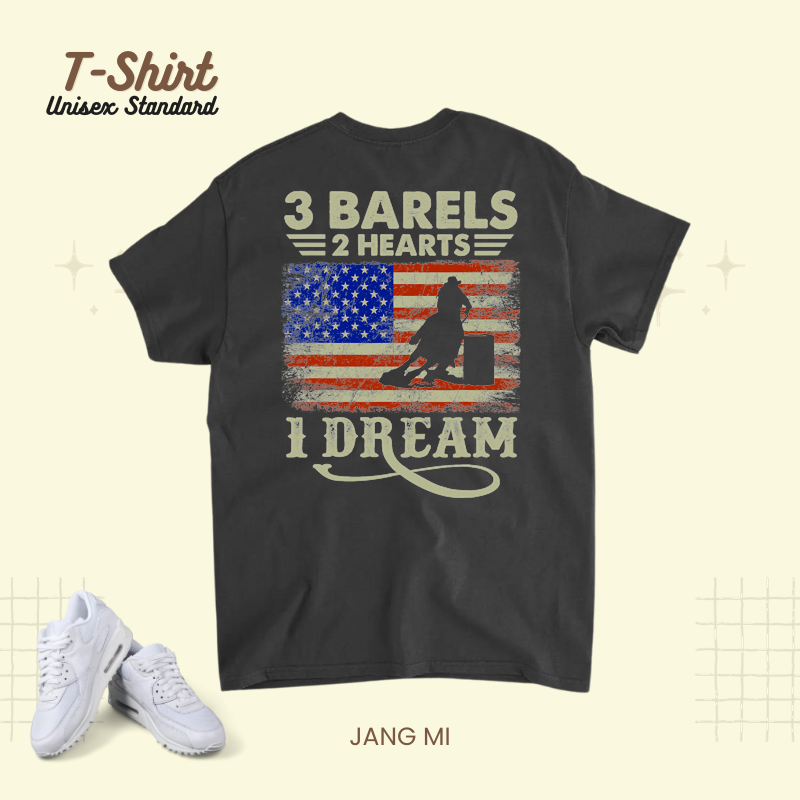 3 Barrels 2 Hearts 1 Dream American Flag Barrel Racing Racer.png