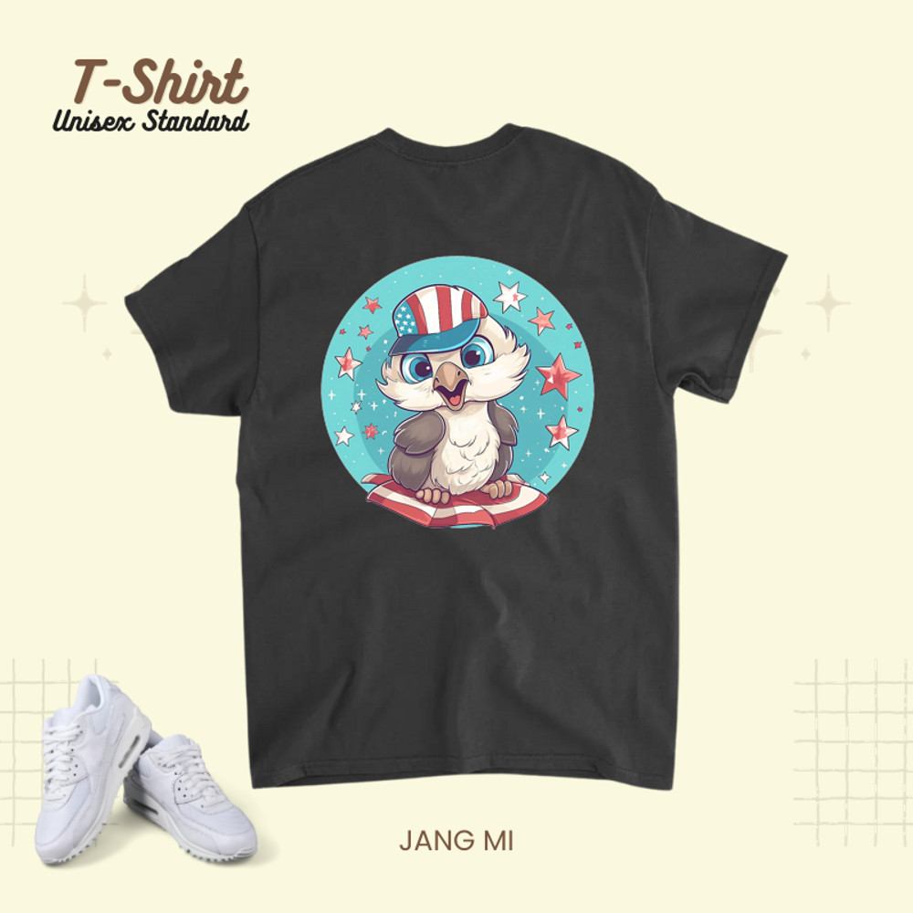4th of July Vintage Cute Baby Eagle Adults and Kids tee.png