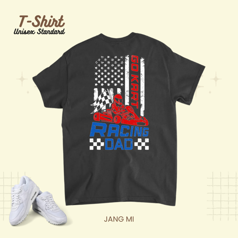 American Flag Go Kart Racing Race Dad Flag Design.png