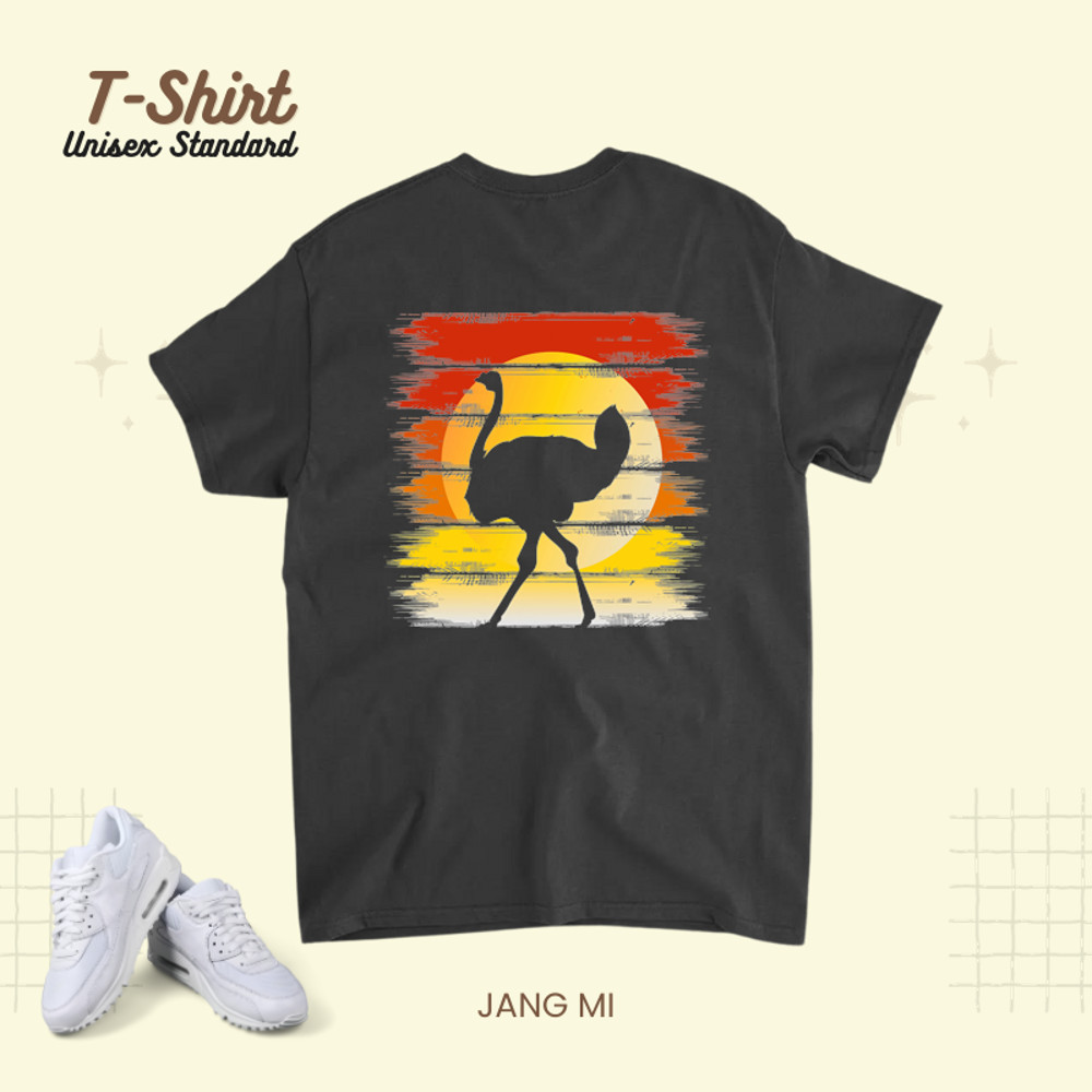 Animal Lover Retro Sunset Allegedly Flightless Bird Ostrich.png